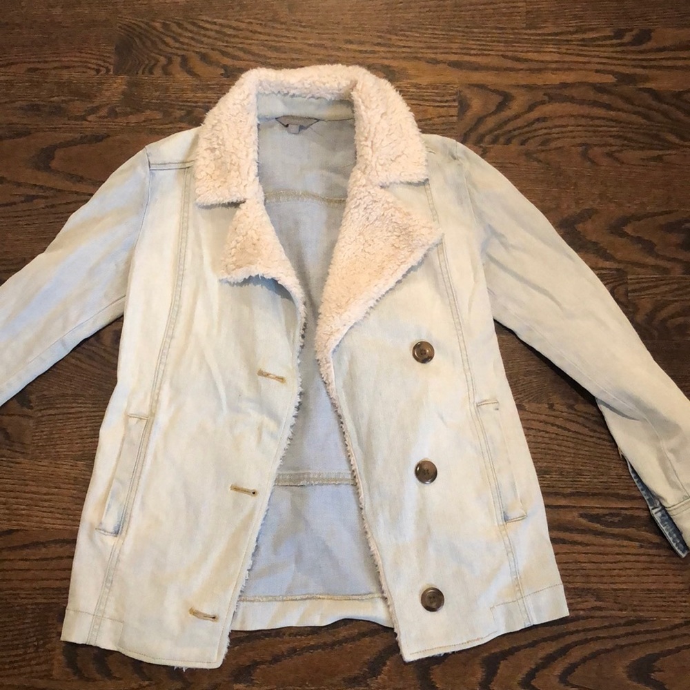 Fleece lined denim jacket